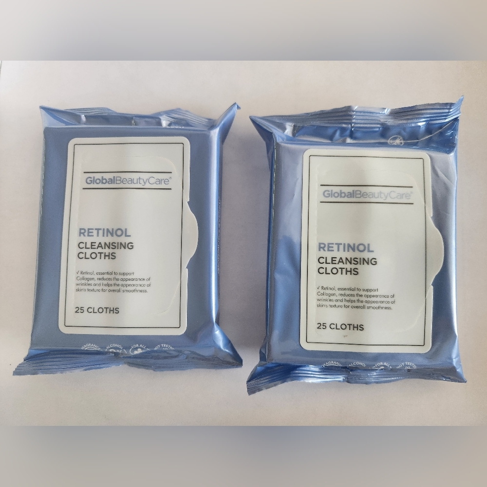 SET of 2- Global Beauty Care Retinol Cleansing Cloths - 25 Cloths Each